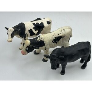 Plastic Dairy COW & BULL Plastic Figure Toys 1 Rubber Can Be Used Cake Toppers